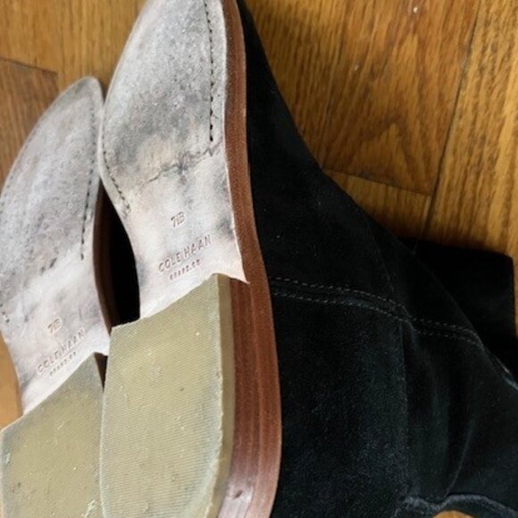 Cole Haan Zillie Black Western Suede Booties Stacked Block Heel Women’s Size 7.5 - Picture 10 of 13